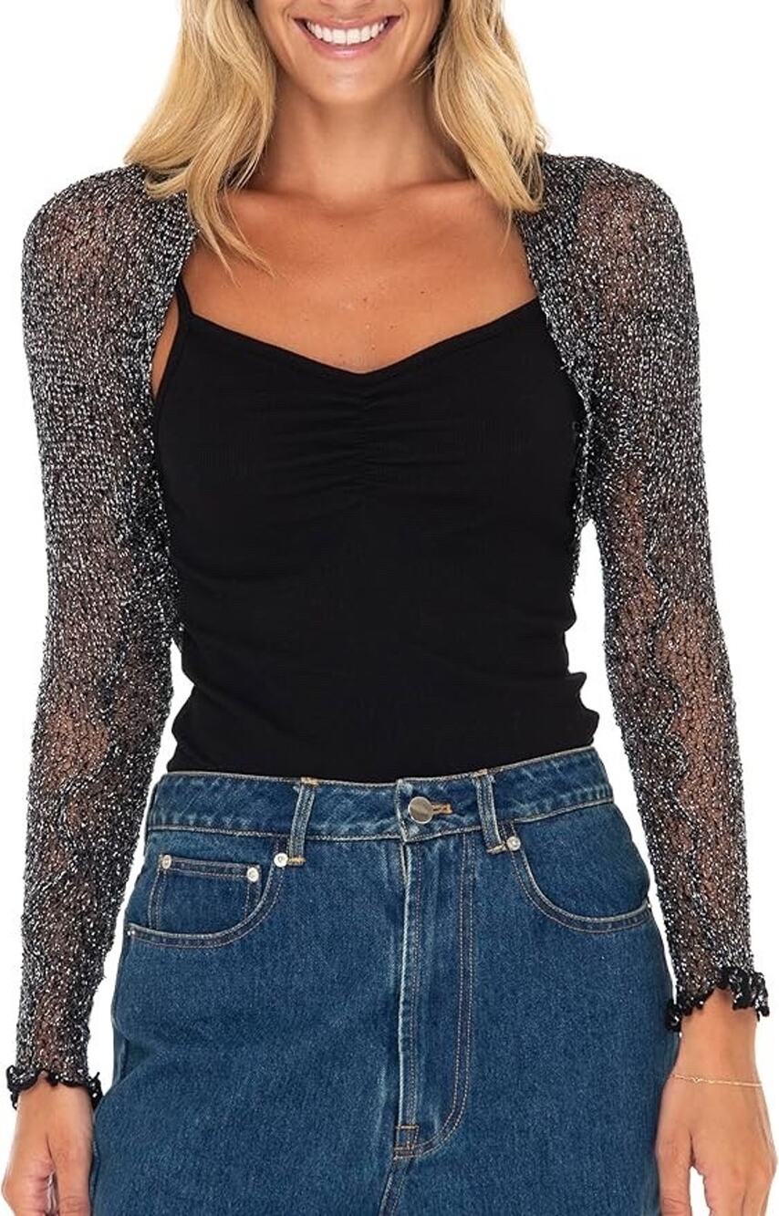 Back From Bali Womens Sheer Arm Cover Shrug Lightweight Cropped Mesh-One size